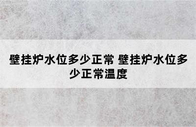 壁挂炉水位多少正常 壁挂炉水位多少正常温度